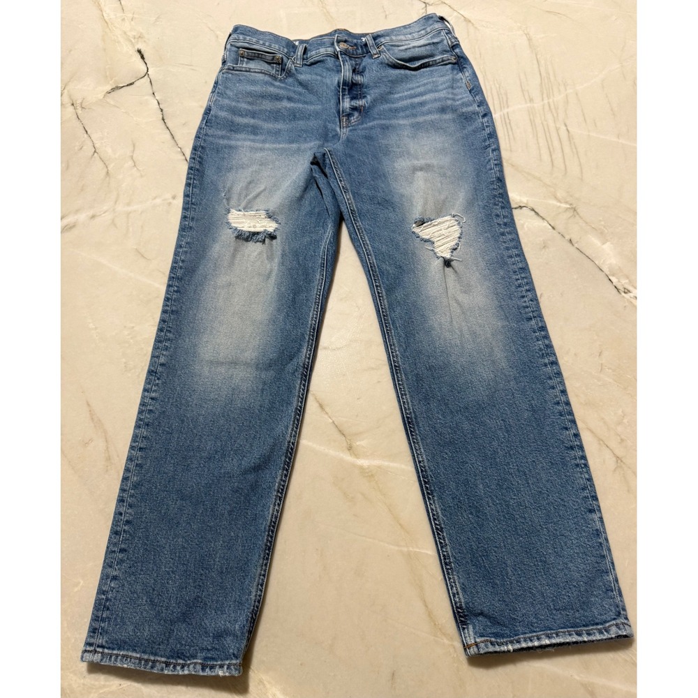 J.Crew Re-Imagined Mid-Rise Classic Straight Jeans Size 30T Tall Distressed